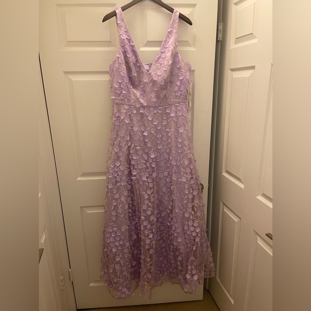 Eliza J 3D Flower V Neck Gown